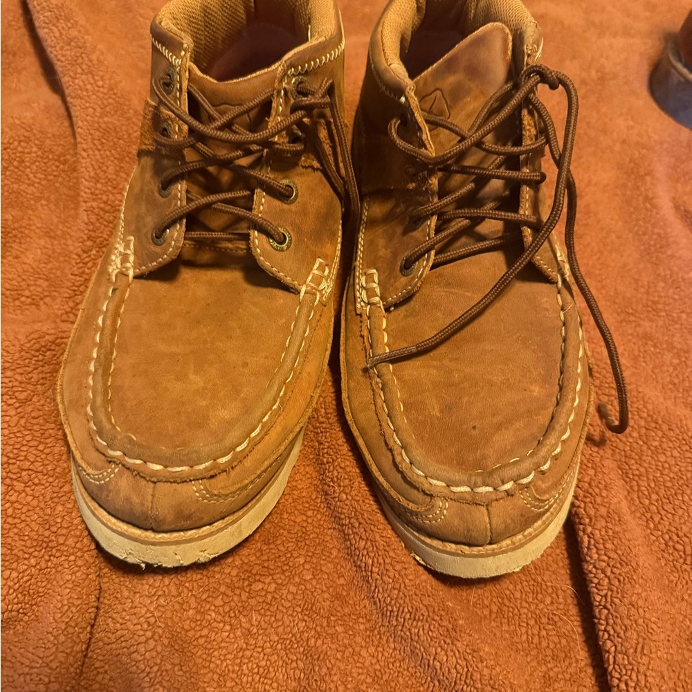 Twisted X Brown Lace Up Boots Youth 4.5 fits like Women’s 7 Wedge sole Moc toe - Picture 3 of 11